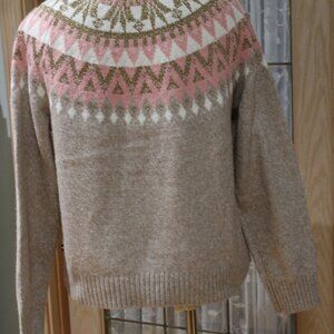 Tommy Hilfiger Women Sweater Fair Island SZ M Pullover Beige Multi Casual Winter